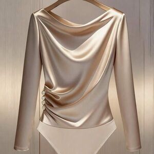 Elegant Satin Long Sleeve Bodysuit